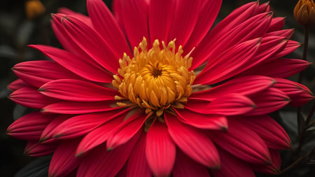 Close-up of a red dahlia flower in the garden. generative aiの素材