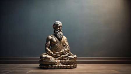 Buddha statue in front of a dark background with copy space. generative aiの素材