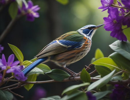 Blue naped Starling  Luscinia caerulea. generative aiの素材