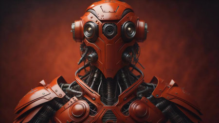 A close-up shot of the robot from the future. generative aiの素材