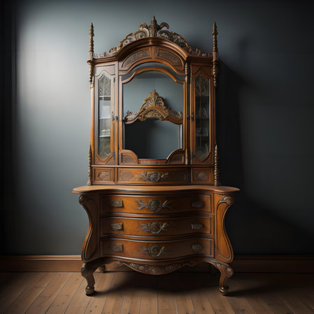 Antique cabinet in dark interior. generative aiの素材