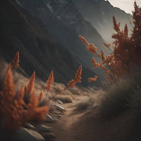 Autumn landscape in the mountains. generative aiの素材