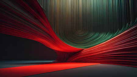 abstract background with red and black lines, waves. generative aiの素材