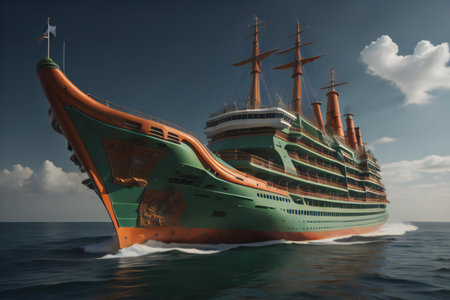 Cruise ship in the ocean. generative aiの素材