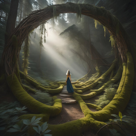 Mysterious woman in the forest. Fantasy. generative aiの素材