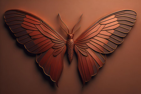 a butterfly wings isolated on a brown background. generative aiの素材