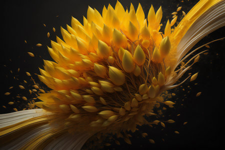 a yellow flower isolated on a black background. generative aiの素材