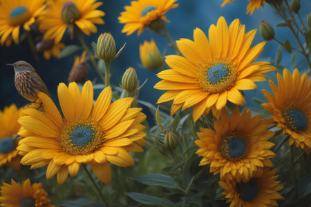 Sunflowers in the garden. Selective focus. Nature. generative aiの素材