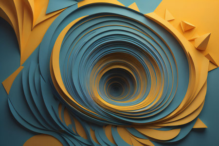 abstract background, spiral shape, blue and yellow. generative aiの素材