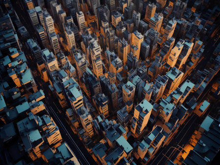 abstract technology concept - Skyscrapers background. generative aiの素材