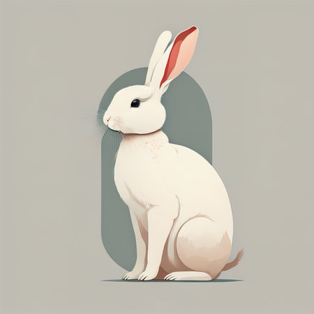 Vector illustration of a cute white rabbit sitting on a gray background. ai generativeの素材
