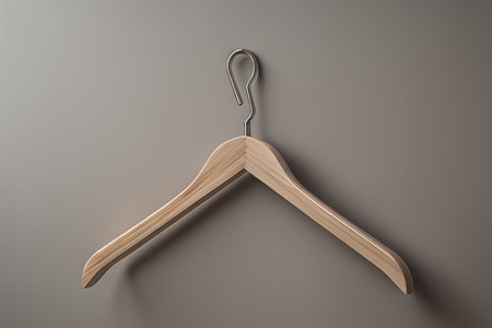 Wooden clothes hanger hanging on the wall. ai generativeの素材