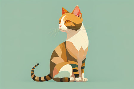 Cute cat sitting on the floor. Vector illustration in retro style. ai generativeの素材