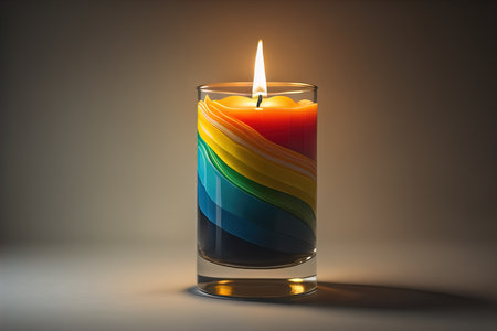 Creative burning candle on a wooden background. ai generativeの素材