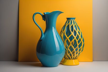 Ceramic vase on a solid color background. ai generativeの素材