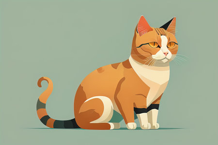Cute cat sitting on the floor. Vector illustration in retro style. ai generativeの素材