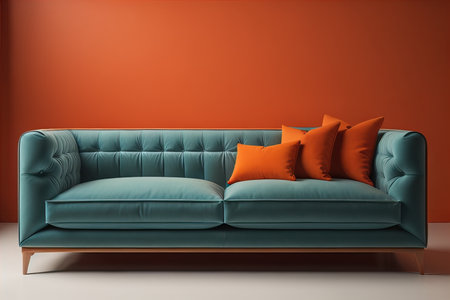 A creative, colourful, and stylish sofa in the interior, AI generatedの素材
