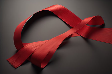 Shiny satin ribbon in brown color isolated on white background. ai generativeの素材