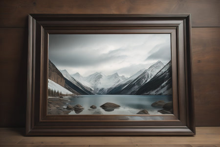 Glass picture frame on a solid color background. ai generativeの素材