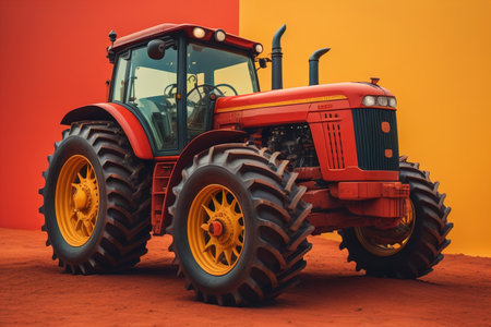 Modern tractor on a colored background. ai generativeの素材