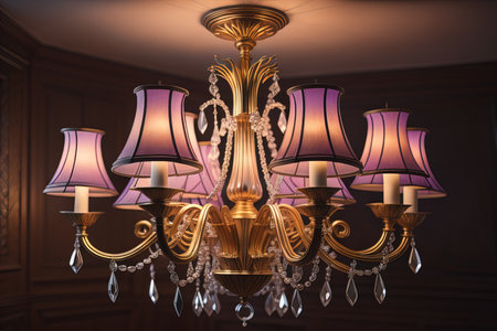 Luxury chandelier isolated on dark background. ai generativeの素材