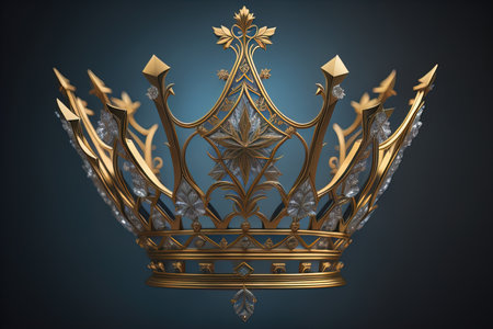 low key image of beautiful golden queen, king crown. ai generativeの素材