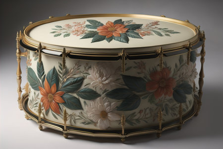 Colorful drum on a solid color background. ai generativeの素材