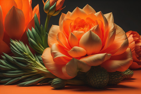 Bouquet of flowers on solid color background. ai generativeの素材