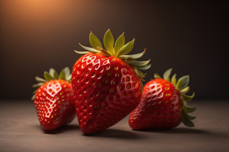 Fresh strawberries on a solid color background. generative aiの素材