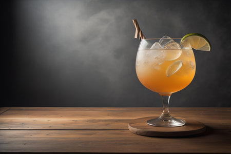 Alcohol cocktail drink on the table in bar. Toned image. ai generativeの素材