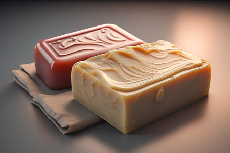 Soap bars on a colored background. ai generativeの素材