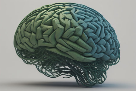 Human brain on a solid color background. ai generativeの素材