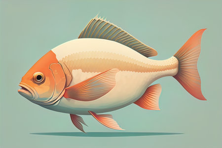Illustration of a fish on a blue background, vector illustration. ai generativeの素材