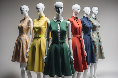 Women's dress on a mannequin in a fashion store. ai generativeの素材