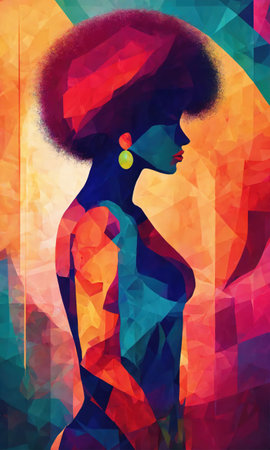 Psychedelic photo of a woman. Abstract Illustration. Vector illustration. ai generative.の素材
