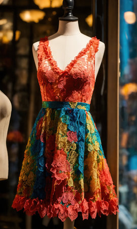 mini dress with low neckline on a mannequin. ai generative.の素材