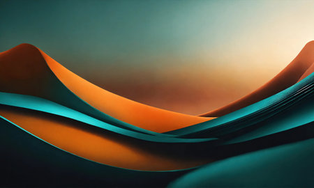 abstract background with orange and blue waves. ai generative.の素材