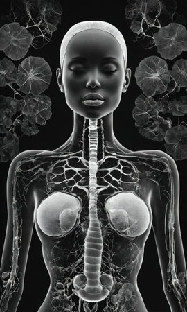 Psychedelic photo of a woman. Abstract Illustration. Vector illustration. ai generative.の素材