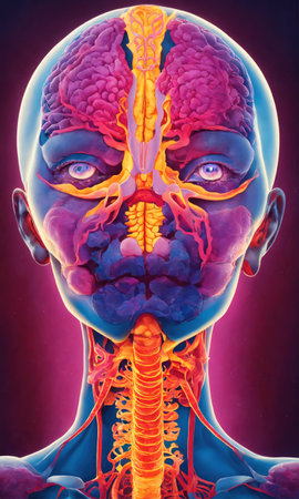 Psychedelic photo of a woman. Abstract Illustration. Vector illustration. ai generative.の素材