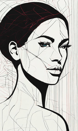 Psychedelic photo of a woman. Abstract Illustration. Vector illustration. ai generative.の素材