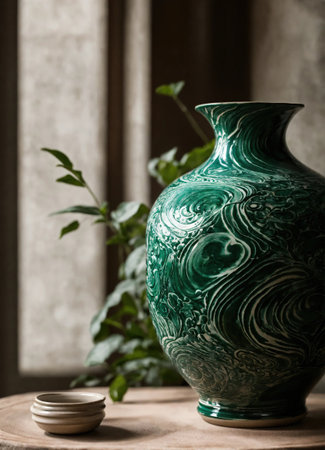 old vintage clay pot with a beautiful pattern. ai generative.の素材