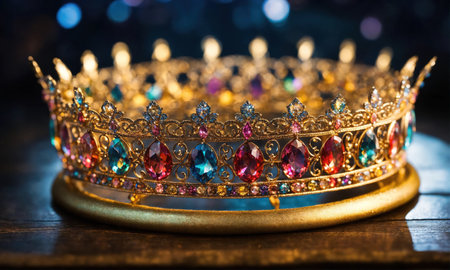 low key image of beautiful queen/king crown. vintage filtered. fantasy medieval period. selective focus. ai generative.の素材