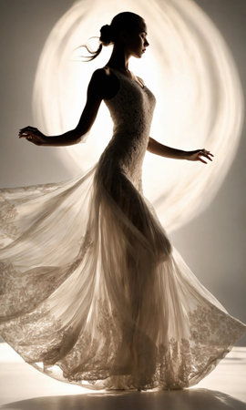 Beautiful ballerina in long dress dancing. ai generative.の素材