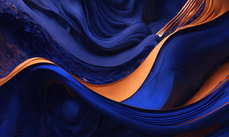 Abstract blue and purple wavy background. Fractal art. ai generativeの素材