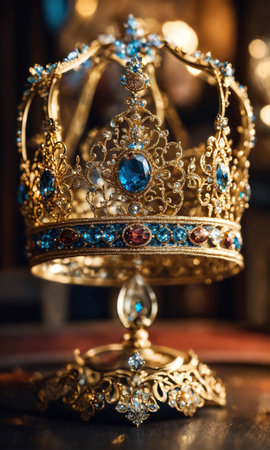 low key image of beautiful queen/king crown. vintage filtered. fantasy medieval period. selective focus. ai generative.の素材