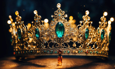 low key image of beautiful queen/king crown. vintage filtered. fantasy medieval period. selective focus. ai generative.の素材
