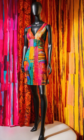 mini dress with low neckline on a mannequin. ai generative.の素材