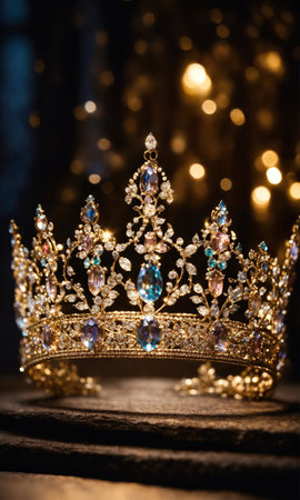 low key image of beautiful queen/king crown. vintage filtered. fantasy medieval period. selective focus. ai generative.の素材
