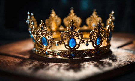 low key image of beautiful queen/king crown. vintage filtered. fantasy medieval period. selective focus. ai generative.の素材