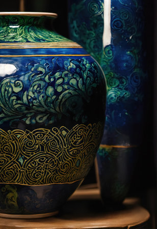 old vintage clay pot with a beautiful pattern. ai generative.の素材
